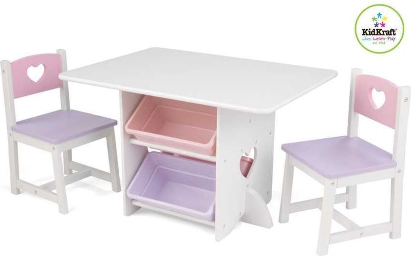 KidKraft dětský stůl Heart se dvěma židličkami a boxy - obrázek 3