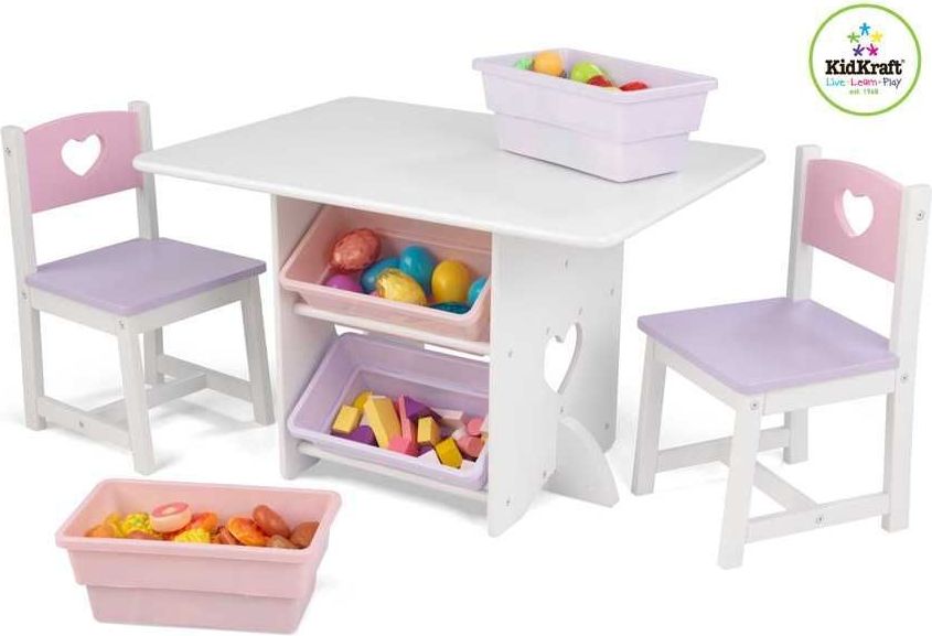 KidKraft dětský stůl Heart se dvěma židličkami a boxy - obrázek 4