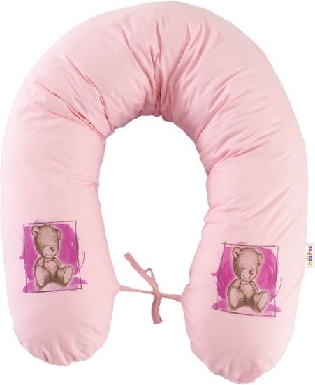 Baby Nellys Baby Nellys Kojící polštář - relaxační poduška 170 cm Teddy - růžový - obrázek 1
