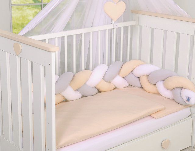 My Sweet Baby Mantinel pletený do copu MAGIC LOOP bílá + šedá + béžová - obrázek 1