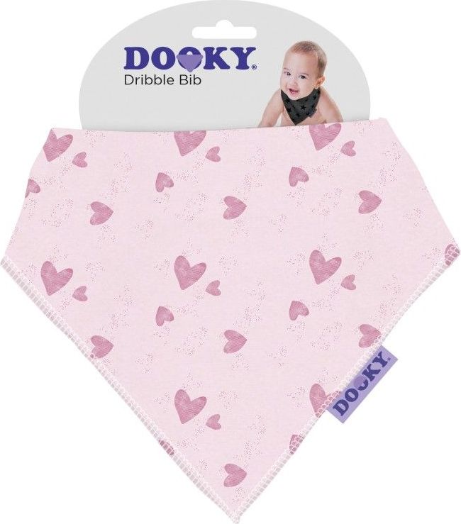 Dooky bryndáček Dribble Bib Pink Hearts - obrázek 1