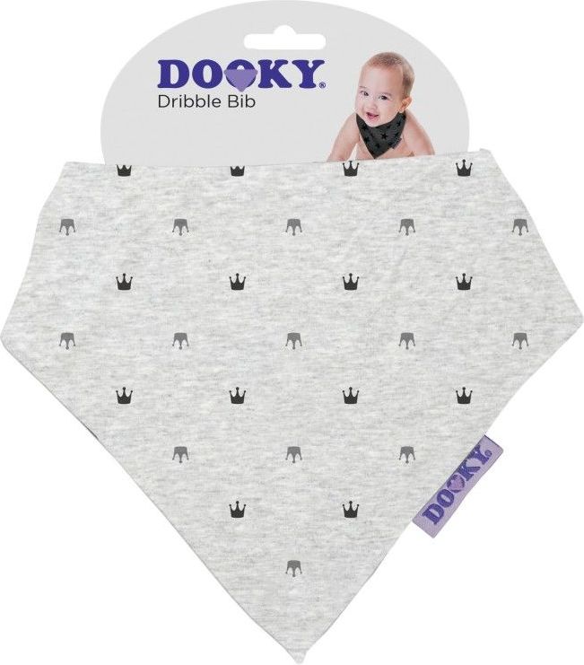 Dooky bryndáček Dribble Bib Light Grey Crowns - obrázek 1
