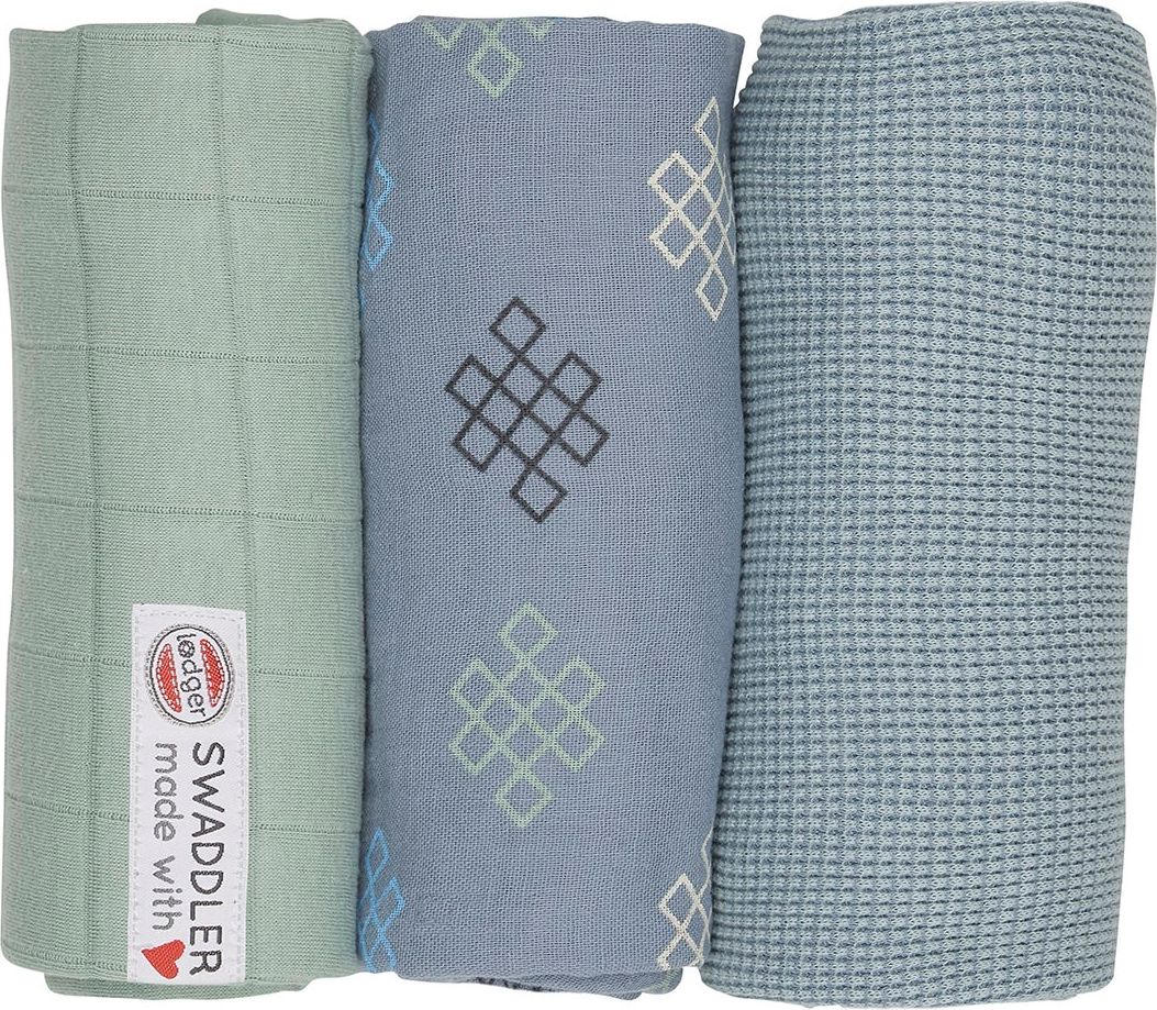 Pleny LODGER Swaddler Empire Knot 3balení 70 x 70 cm Eau Blu - obrázek 1