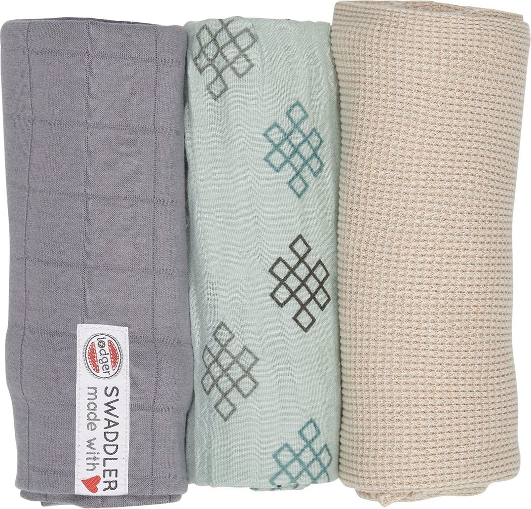 Pleny LODGER Swaddler Empire Knot 3balení 70 x 70 cm Silt Green - obrázek 1