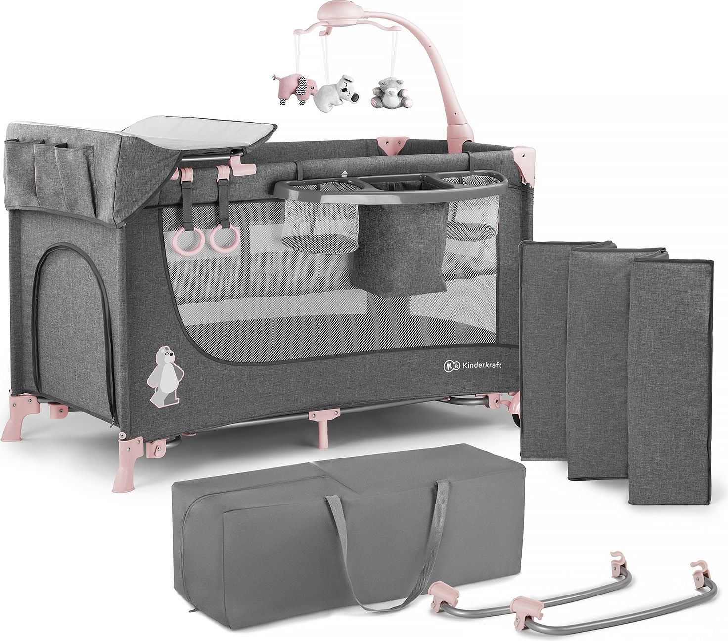 Postýlka cestovní Joy s doplňky Pink Kinderkraft 2019 - obrázek 1