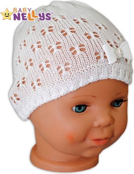 Baby Nellys Háčkovaná čepička Mašlička Baby Nellys ® - s flitry - obrázek 1