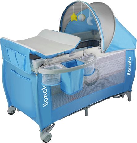 LIONELO Cestovní postýlka SVEN PLUS Blue/light grey - obrázek 1