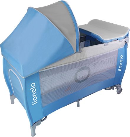 LIONELO Cestovní postýlka SVEN PLUS Blue/light grey - obrázek 2