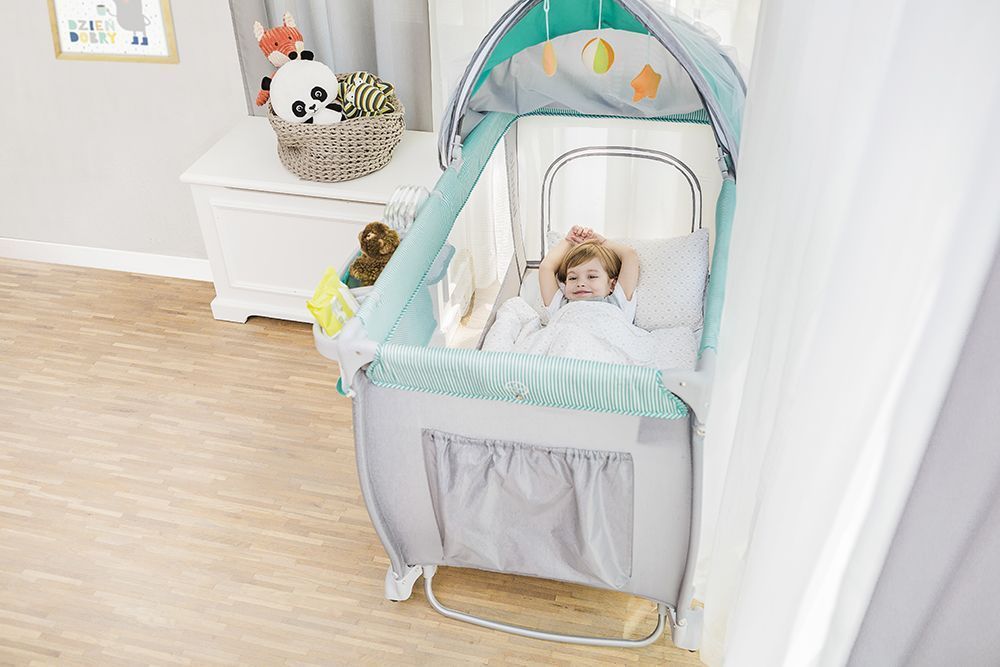 LIONELO Cestovní postýlka SVEN PLUS Blue/light grey - obrázek 4