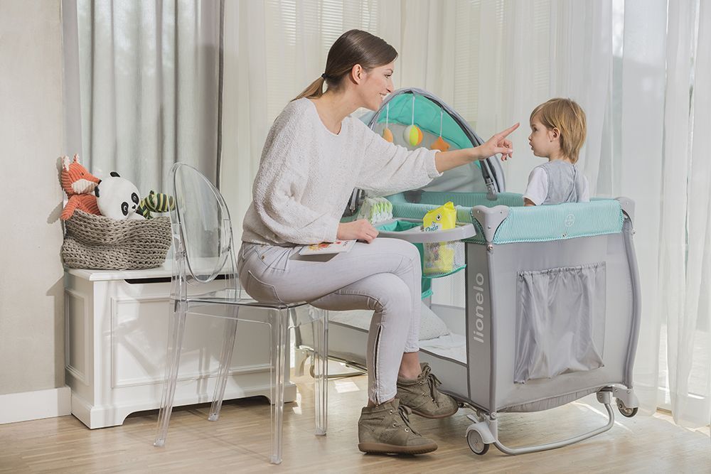 LIONELO Cestovní postýlka SVEN PLUS Blue/light grey - obrázek 6