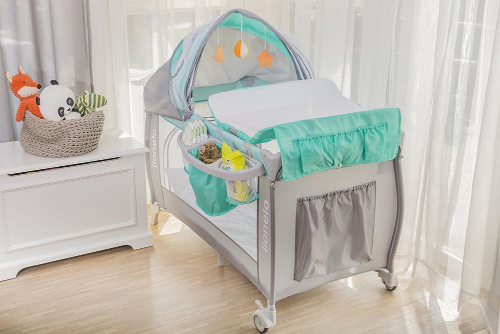 LIONELO Cestovní postýlka SVEN PLUS Blue/light grey - obrázek 9