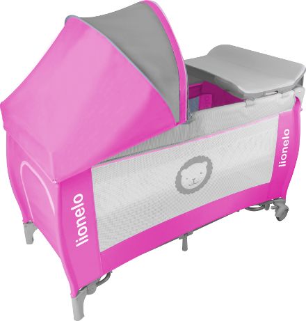LIONELO Cestovní postýlka SVEN PLUS Pink/grey - obrázek 2