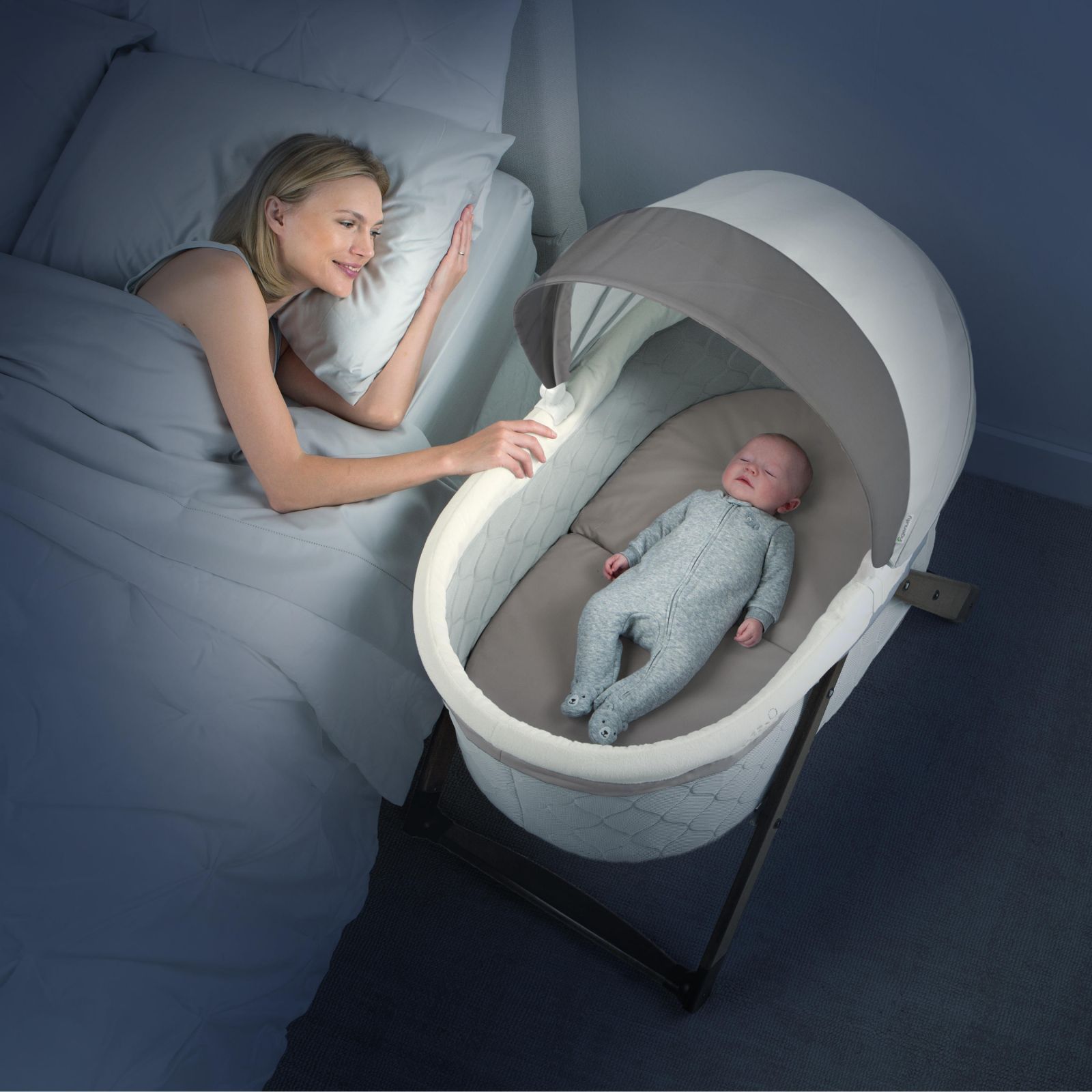 Bright Starts Ingenuity  Postýlka houpací skládací dřevěná Carrington 0m +, do 7kg, 2019 - obrázek 2