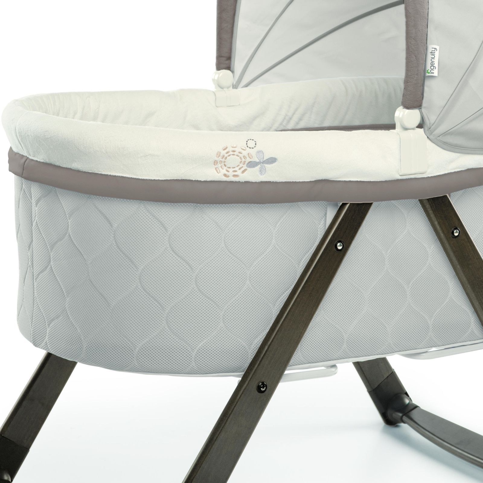 Bright Starts Ingenuity  Postýlka houpací skládací dřevěná Carrington 0m +, do 7kg, 2019 - obrázek 7