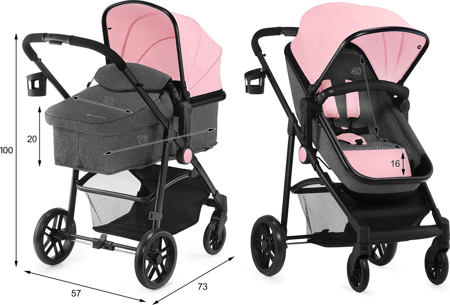 Kočárek kombinovaný Juli 2v1 Pink Kinderkraft 2019 - obrázek 10