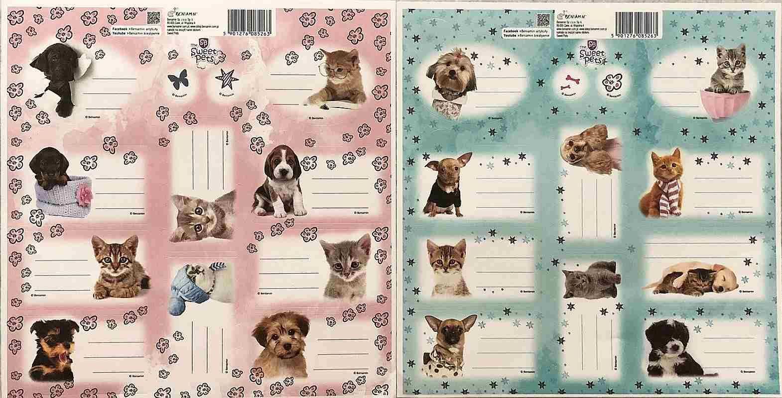 BENIAMIN Samolepící jmenovky - různé druhy Sweet Pets Koťata a Štěňata - obrázek 1