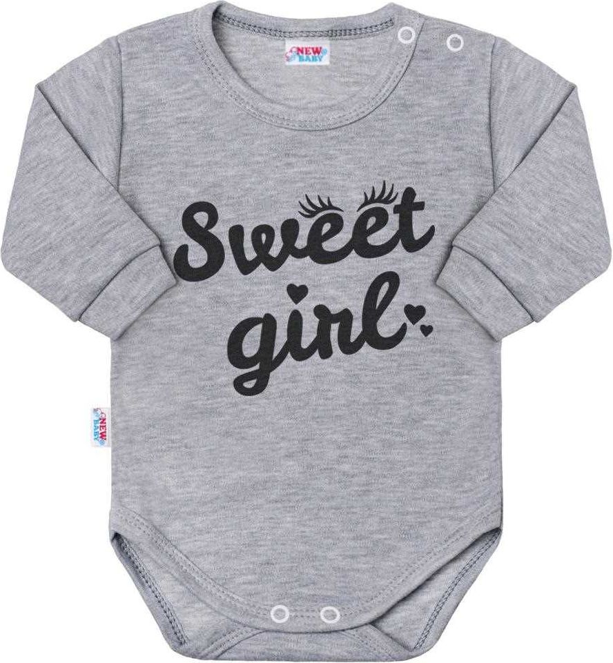 Kojenecké body s dlouhým rukávem New Baby Sweet girl šedé - 50 - obrázek 1
