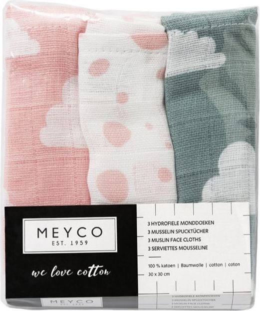 Meyco Pleny 30x30cm růžové (mráček, puntíky, mráček) - obrázek 2