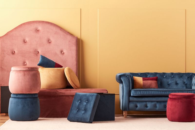 Kids Concept Úložný taburet kulatý Velvet Blue - obrázek 3