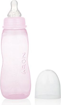 Nuby Láhev kojenecká antikoliková střední průtok 240ml, 3m+ růžová - obrázek 1