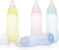 Nuby Láhev kojenecká antikoliková střední průtok 240ml, 3m+ růžová - obrázek 3