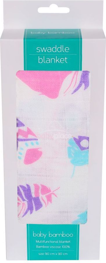 Bambusová plenka/osuška 90x90 cm Littleup Pink Feather - obrázek 2
