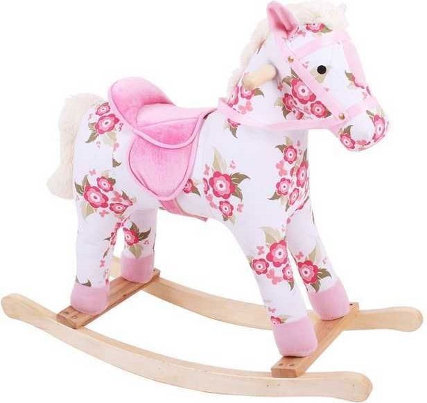 Bigjigs Toys Dřevěný houpací kůň s květy - obrázek 1