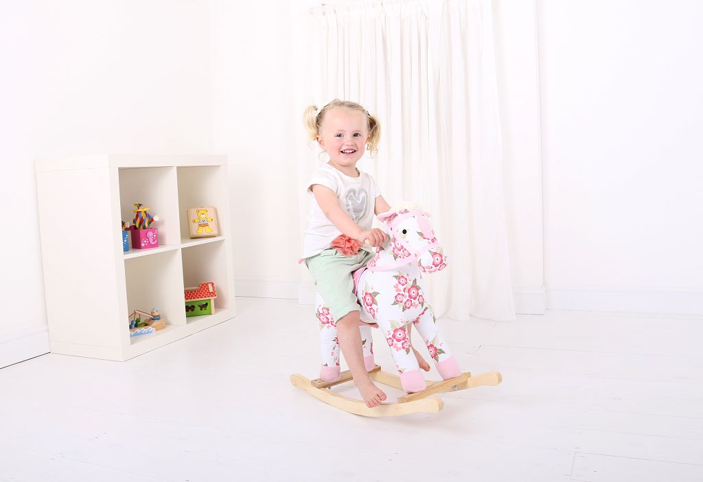 Bigjigs Toys Dřevěný houpací kůň s květy - obrázek 2