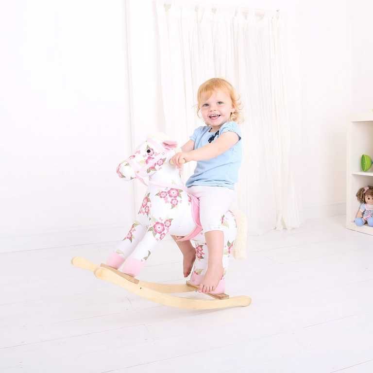 Bigjigs Toys Dřevěný houpací kůň s květy - obrázek 3