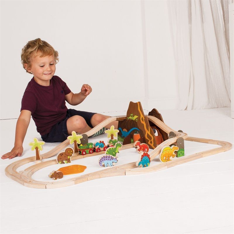 Bigjigs Rail Dřevěná vláčkodráha dinosauří - obrázek 1