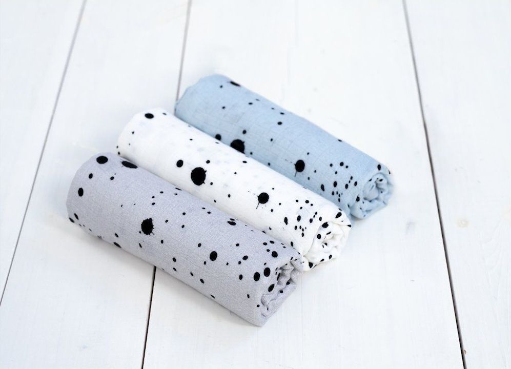 Mušelínové bambusové pleny Sleepee Hanky 3 ks šedá/bílá/modrá - obrázek 1