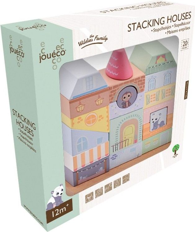 Jouéco the Wildies Family dřevěný stohovací domeček 12m+ - obrázek 4