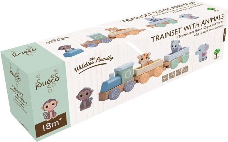 Jouéco the Wildies Family dřevěný vláček se zvířátky 18m+ - obrázek 3