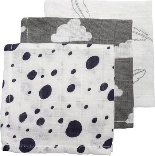 Meyco Pleny 30x30cm šedé/černé(mráček, pírka, puntíky) - obrázek 1