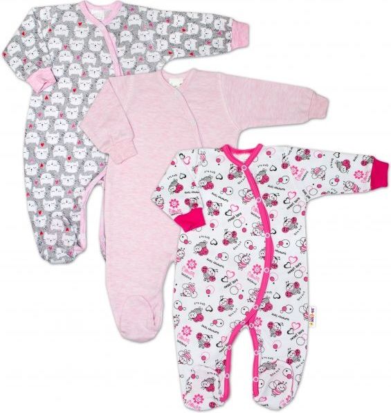 Baby Nellys Kojenecká dívčí sada overálků zapínání bokem Baby Nellys ® - 3 ks - obrázek 1