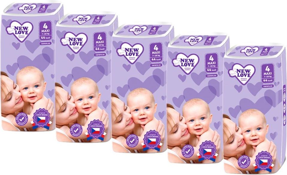 NEW LOVE MEGAPACK Dětské jednorázové pleny New Love Premium comfort 4 MAXI 7-18 kg 5x44 ks - obrázek 2