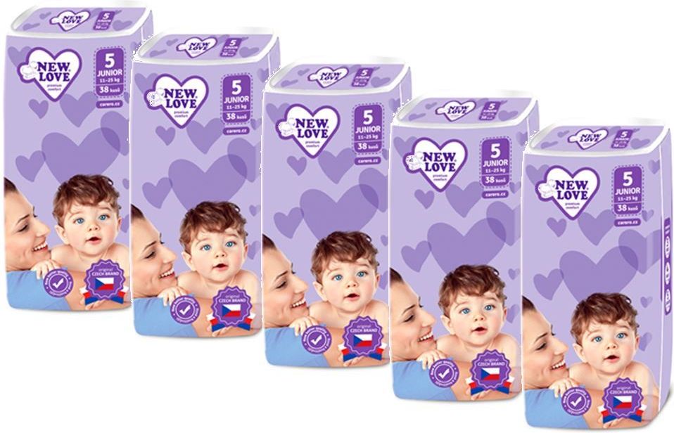 NEW LOVE MEGAPACK Dětské jednorázové pleny New Love Premium comfort 5 JUNIOR 11-25 kg 5x38 ks - obrázek 2
