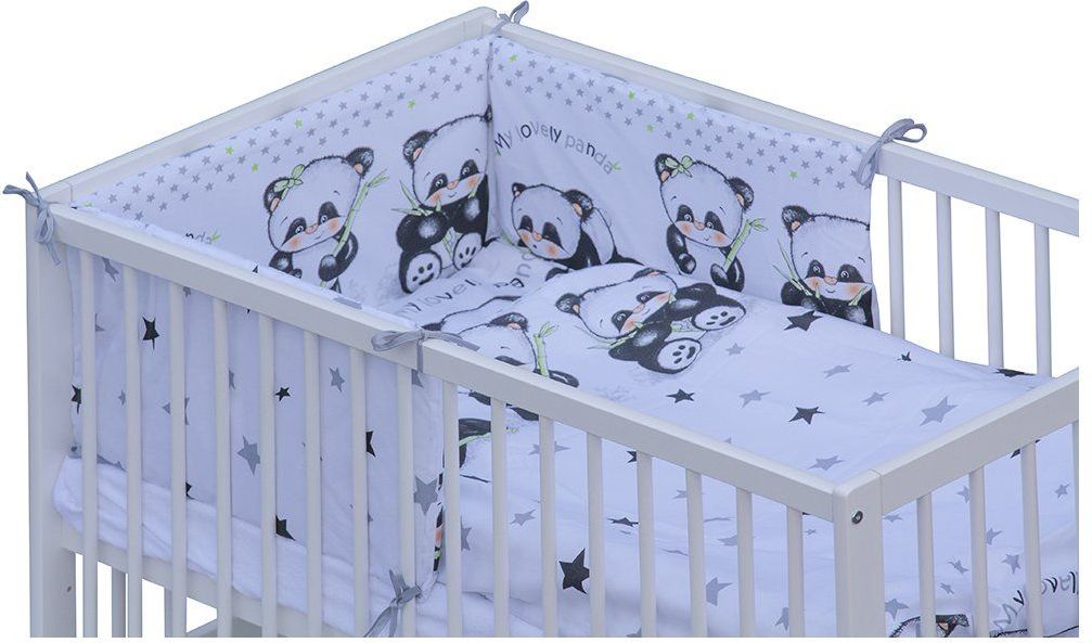 Scarlett Postýlka 120 x 60 cm s kompletní výbavou Panda - bílá - obrázek 2