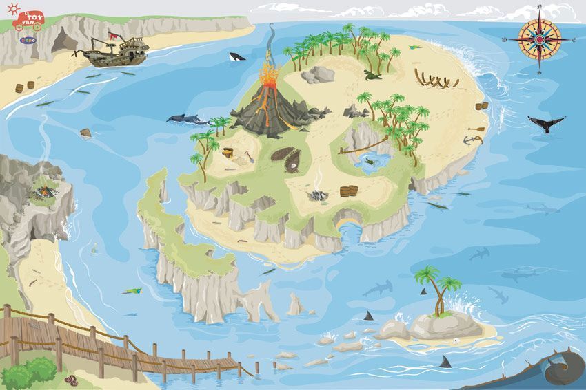 Le Toy Van Hrací koberec PLAYMAT pirátský ostrov 80x120cm - obrázek 1