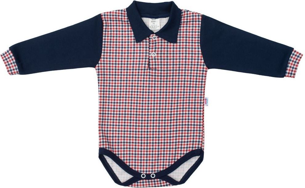 NEW BABY | New Baby Checkered | Kojenecké Polo body New Baby Checkered modré | Modrá | 80 (9-12m) - obrázek 1