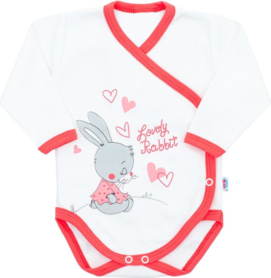 NEW BABY | New Baby Lovely Rabbit | Dětské body s bočním zapínáním New Baby Lovely Rabbit růžové | Růžová | 50 - obrázek 1