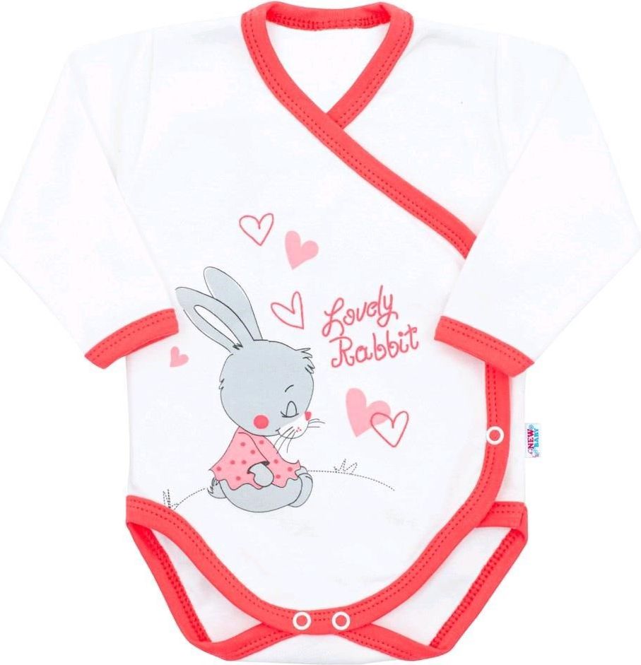 NEW BABY | New Baby Lovely Rabbit | Dětské body s bočním zapínáním New Baby Lovely Rabbit růžové | Růžová | 62 (3-6m) - obrázek 1