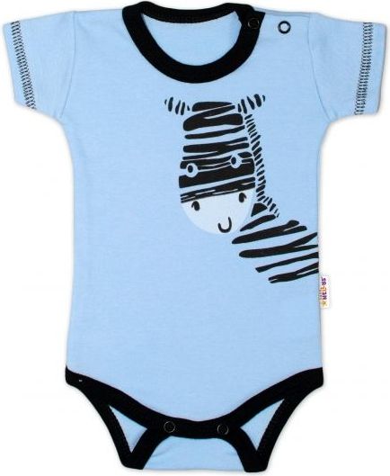 Baby Nellys Body krátký rukáv Baby Nellys, Zebra - modré, vel. 86 - obrázek 1
