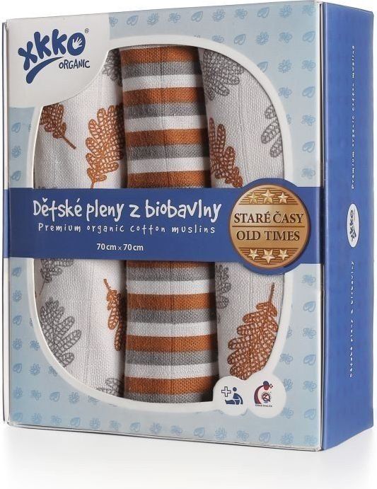 Kikko Dětské pleny z biobavlny XKKO Organic 70x70 Staré časy - Dub - obrázek 1