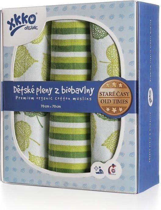 Kikko Dětské pleny z biobavlny XKKO Organic 70x70 Staré časy - Lípa - obrázek 1