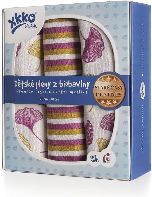 Kikko Dětské pleny z biobavlny XKKO Organic 70x70 Staré časy - Jinan - obrázek 1