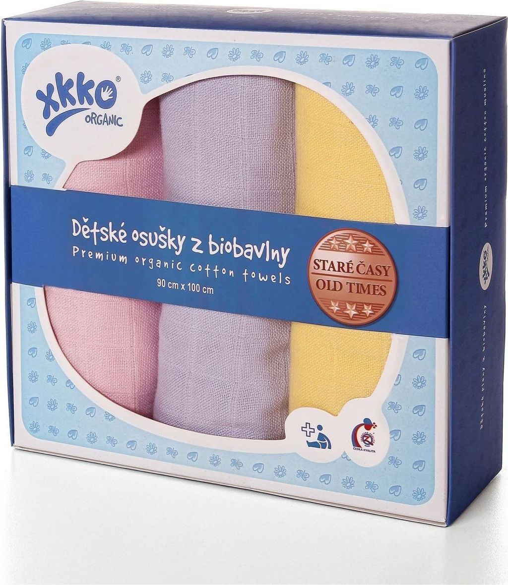 Kikko Osušky z biobavlny XKKO Organic 90x100 - Staré časy Pastels For Girls - obrázek 1