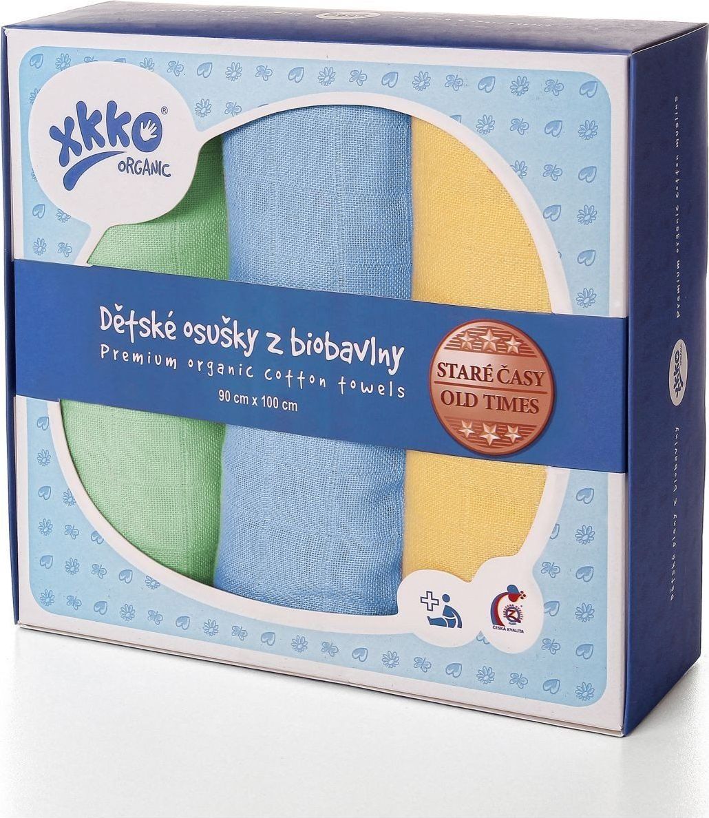 Kikko Osušky z biobavlny XKKO Organic 90x100 - Staré časy Pastels For Boys - obrázek 1