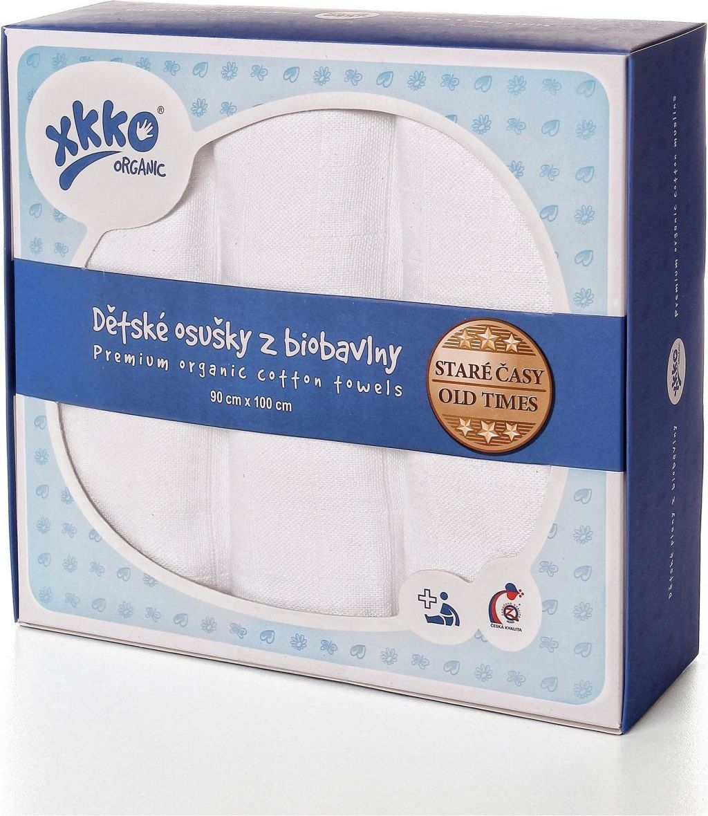 Kikko Osušky z biobavlny XKKO Organic 90x100 - Staré časy Bílé - obrázek 1