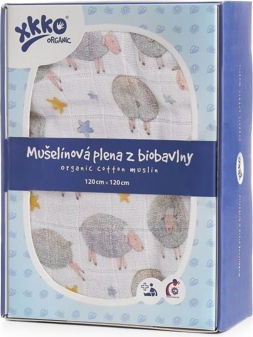 Kikko Biobavlněná plena XKKO Organic 120x120 - Dreamy Sheeps - obrázek 1